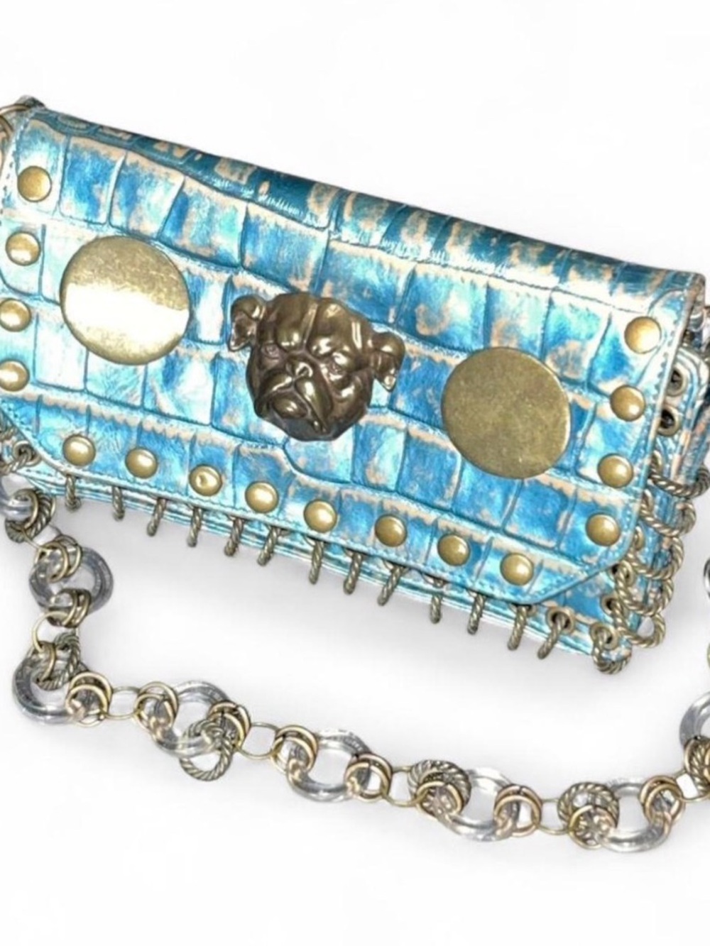 Betsey Johnson New York Blue Croc-Embossed Bag VTG